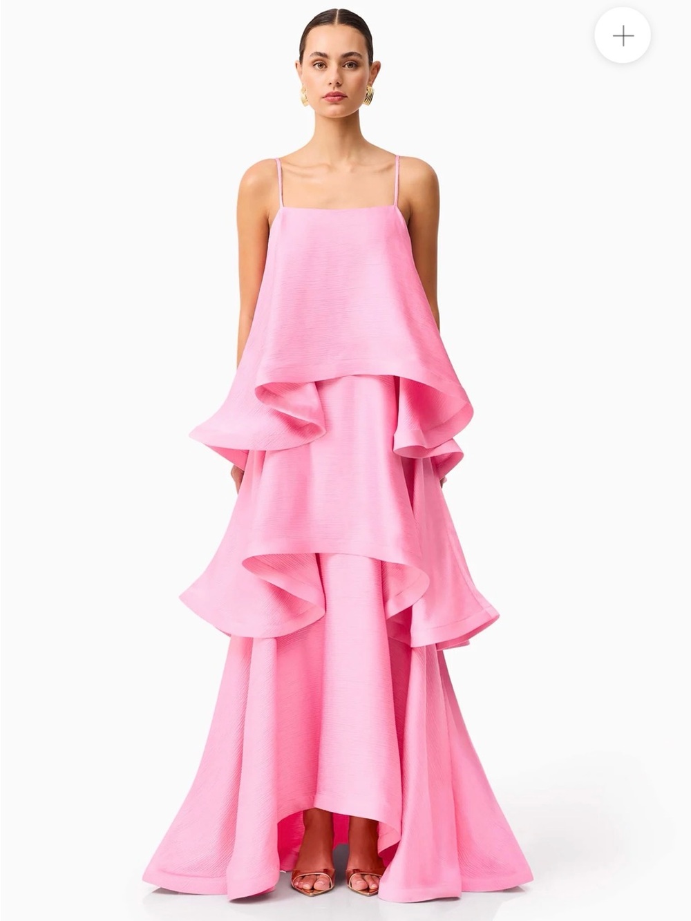 Elliatt Bubblegum Pink Layered Ruffle Wedding Gown